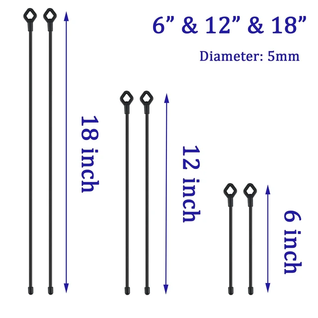 Alt view image 5 of 7 - Silicone Cable Ties with Holes, 24PK Reusable Twist Ties for Bundling Silicone Cable Ties with Holes, 24PK Reusable Twist Ties for Bundling - 6in, 12in, 18in - Indoor/Outdoor Use (Black)