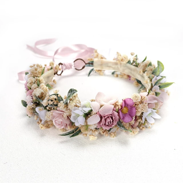 Main image of Flower Crown for Toddler 1st Birthday Wedding Headpieces 1-2 Years Soft Velvet Lined Back Toddler Headband, Hair Accessories for Girls, Photo Prop, Cake Smash Photography