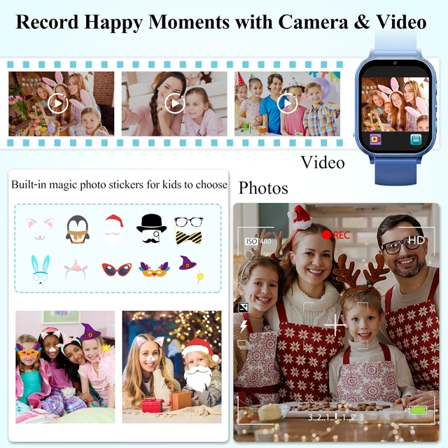 Alt view image 3 of 7 - Kids Smart Watch, 30+ Games Camera Video Pedometer Kids Watch, Music Player, Alarm, Audiostory, Torch, Step Counter, Educational Toys for Children Age 5-12