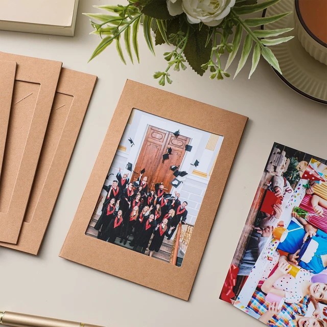 Alt view image 2 of 6 - 150 Pcs 4 x 6 In Paper Picture Frames Bulk Standing Photo Frame Back to School Gifts, With Easel Stand, Cardboard Picture Arts, DIY Family Art Craft Decoration, Wedding Photos Display