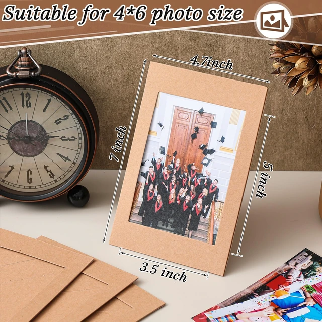 Alt view image 3 of 6 - 150 Pcs 4 x 6 In Paper Picture Frames Bulk Standing Photo Frame Back to School Gifts, With Easel Stand, Cardboard Picture Arts, DIY Family Art Craft Decoration, Wedding Photos Display