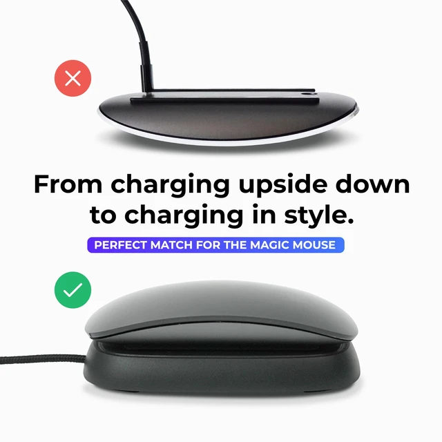Alt view image 3 of 6 - Charging Station for Apple Magic Mouse, Black Usable As Charging Dock, Stand & Charger, Includes 5ft (1.5m) USB-C Cable, USB-C Connector, Perfect Accessories