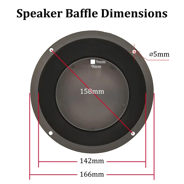 Alt view image 2 of 7 - 6.5in Round Black Plastic Speaker Baffle, Pack of 2 DIY Mount Plate for 6.5 Inch Car Speakers & Home Bookshelf Audio, Plastic Speaker Installation Replacement Baffle