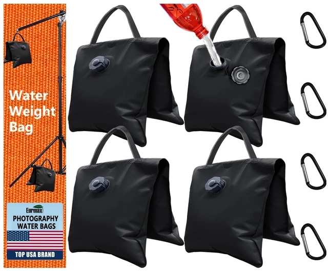 Main image of USA 4-Pack Waterbag Weights,Photography Waterbags for Light Stands and Video Equipments,Heavy Duty Saddlebag for Backdrop Stand,Tripod,Canopy,Umbrella Base,Fishing Chair and Picnic Table(Black)