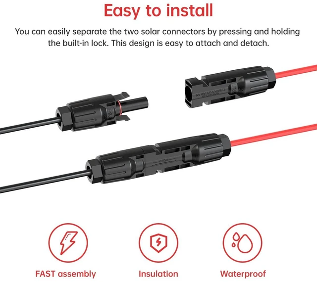 Alt view image 3 of 7 - 10AWG 10FT Solar Panel Cable to Anderson Connector 2 6 10 20 35 50FT Solar Extension Cable for Portable Power Station Solar Generator Battery Pack(10FT)