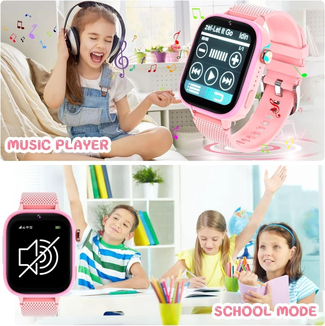 Alt view image 4 of 7 - 4G Kids Smart Watch, 15 Exciting Games, Two-Way Calling Feature, SOS Emergency Call Button Ideal for Kids Aged 3-12, for Boys & Girls (Pink)