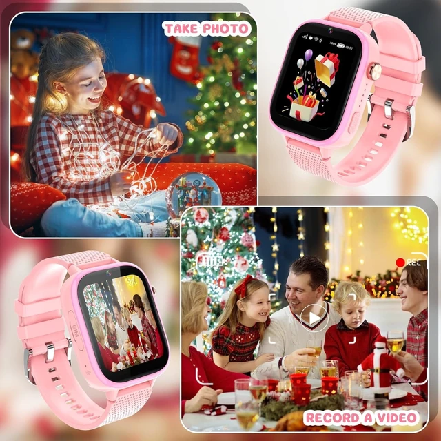 Alt view image 5 of 7 - 4G Kids Smart Watch, 15 Exciting Games, Two-Way Calling Feature, SOS Emergency Call Button Ideal for Kids Aged 3-12, for Boys & Girls (Pink)