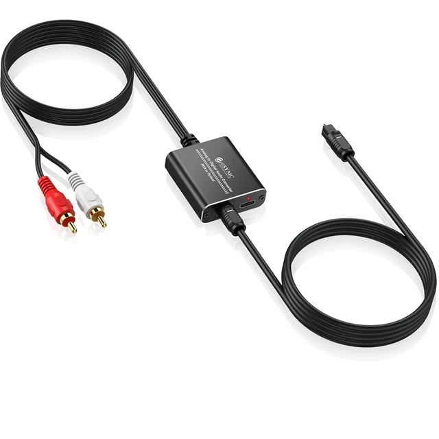 Main image of Professional 7ft Long RCA to Optical Audio Converter Built-in ADC Analog to Digital Audio Chip-Easy to Setup-USB Power-for CD Player to Optical Soundbar-Not Bi-Directional