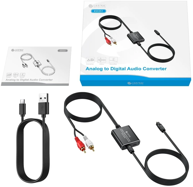 Alt view image 7 of 7 - Professional 7ft Long RCA to Optical Audio Converter Built-in ADC Analog to Digital Audio Chip-Easy to Setup-USB Power-for CD Player to Optical Soundbar-Not Bi-Directional