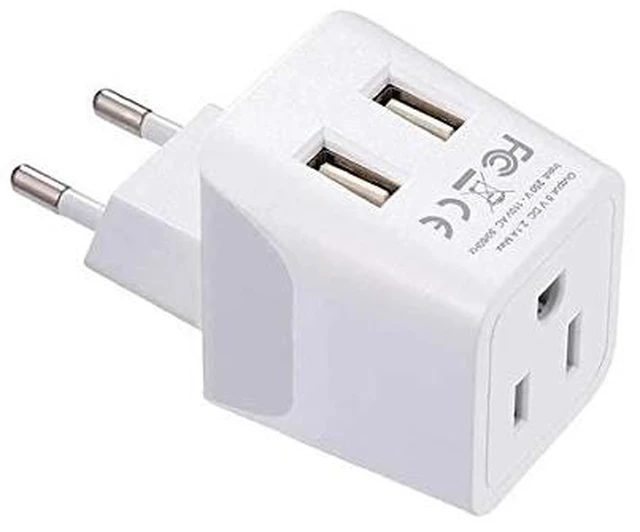 Alt view image 3 of 6 - India Travel Plug Set - with 2 USB + USA Socket Input - Type C and Type D- Ultra Compact - Safe Grounded Perfect for Cell Phones, Laptops, Camera Chargers