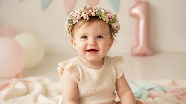 Alt view image 2 of 7 - Wildflower Flower Crown for Toddler 1st Birthday Party Headpieces 1-2 Years Baby Girls Headband Hair Accessories for Photography Wedding Soft Velvet Lined Back