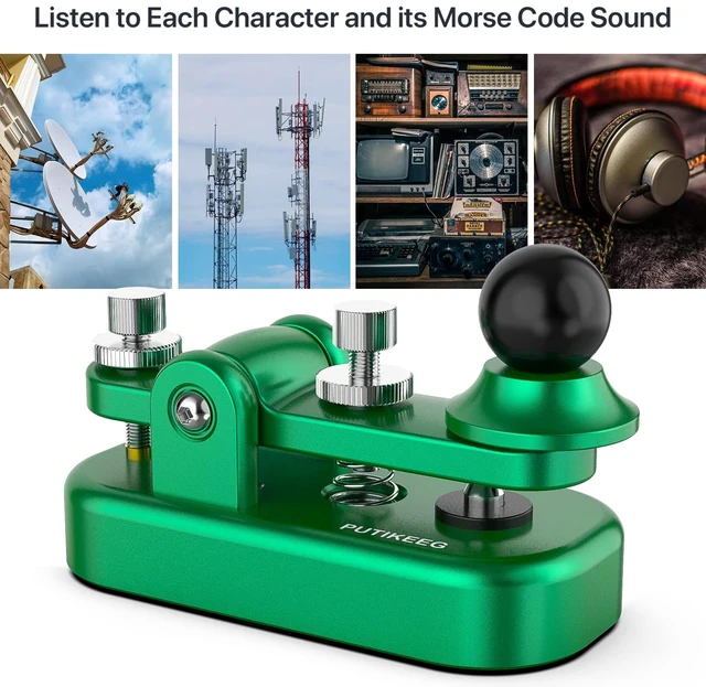 Alt view image 4 of 6 - Mini Morse Radio Key CW HAM Send Telegram Double Paddle Morse Code Key with Aluminum Alloy Body Base Green(S)