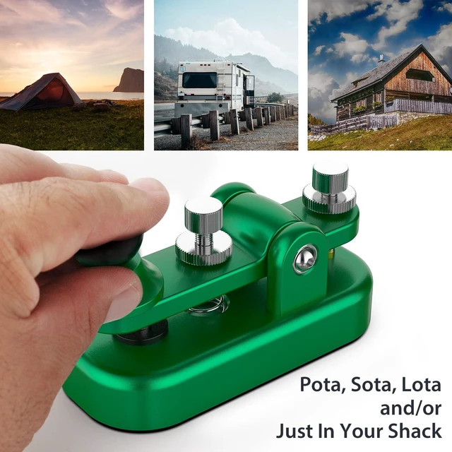 Alt view image 5 of 6 - Mini Morse Radio Key CW HAM Send Telegram Double Paddle Morse Code Key with Aluminum Alloy Body Base Green(S)