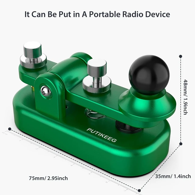 Alt view image 6 of 6 - Mini Morse Radio Key CW HAM Send Telegram Double Paddle Morse Code Key with Aluminum Alloy Body Base Green(S)