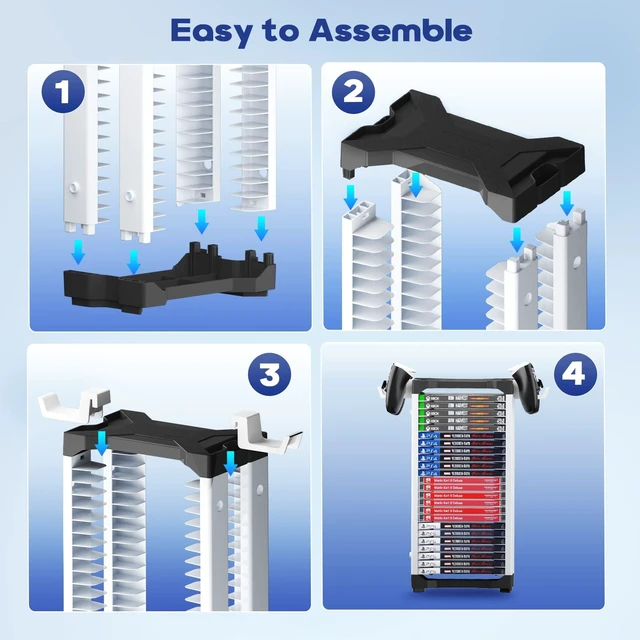 Alt view image 3 of 7 - Video Game Storage Tower Universal for PS5/PS4/PS3/PS2/Xbox One/Xbox 360 And Xbox Series X/S/Wii/Switch/Switch 2 Game Cases, DVD And Blu-Ray Disks, Organizer Para Juegos, Regalo Gamer (23 Pcs)