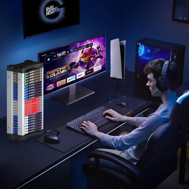 Alt view image 7 of 7 - Video Game Storage Tower Universal for PS5/PS4/PS3/PS2/Xbox One/Xbox 360 And Xbox Series X/S/Wii/Switch/Switch 2 Game Cases, DVD And Blu-Ray Disks, Organizer Para Juegos, Regalo Gamer (23 Pcs)