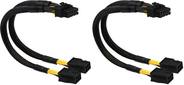 Main image of 6 Pin to 8 Pin GPU Adapter, Dual 6 Pin Female to 8 Pin Male GPU Power Sleeved Cable 9.5-inch(24cm) (Pack of 2)