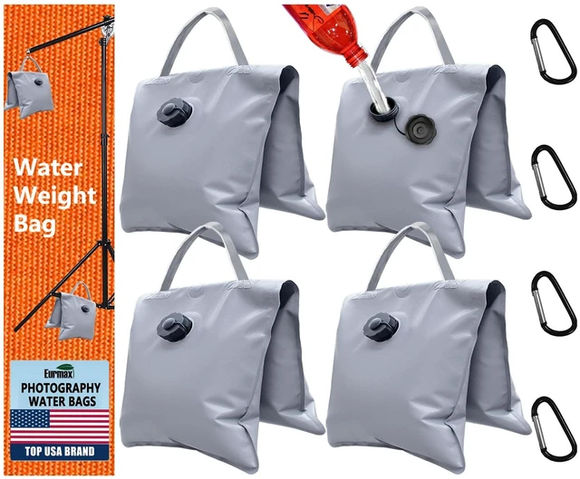 Main image of USA 4-Pack Waterbag Weights,Photography Waterbags for Light Stands and Video Equipments,Heavy Duty Saddlebag for Backdrop Stand,Tripod,Canopy,Umbrella Base,Fishing Chair and Picnic Table(Gray)
