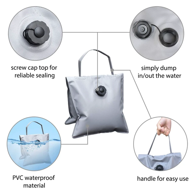Alt view image 6 of 7 - USA 4-Pack Waterbag Weights,Photography Waterbags for Light Stands and Video Equipments,Heavy Duty Saddlebag for Backdrop Stand,Tripod,Canopy,Umbrella Base,Fishing Chair and Picnic Table(Gray)