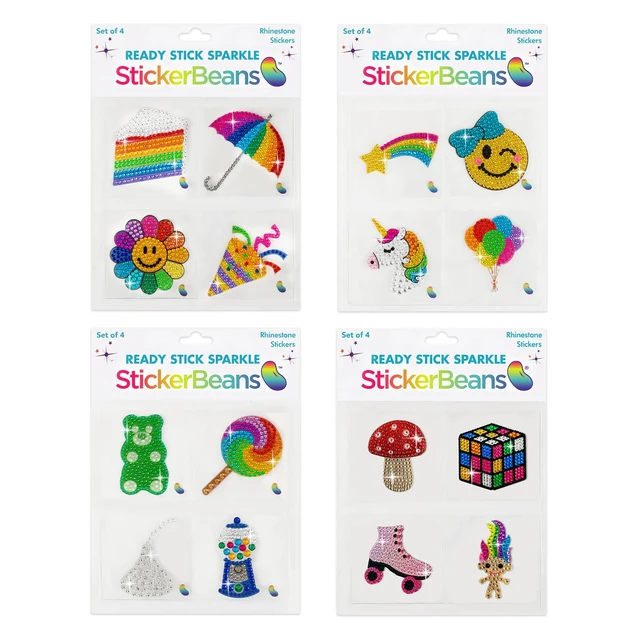 Main image of ® Rhinestone Stickers - Sparkle Starter Pack - 2 x 2 Each Unique Sparkly Cut-to-Shape for Collecting, Trading, Decorating Laptops, Phone Cases, Scrapbooks, for Tweens, Teens, and Adults