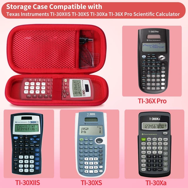 Alt view image 3 of 7 - Case Compatible with Texas Instruments TI-30XIIS TI-30XS TI-30Xa TI-36X Pro Scientific Calculator (Case Only) - Red