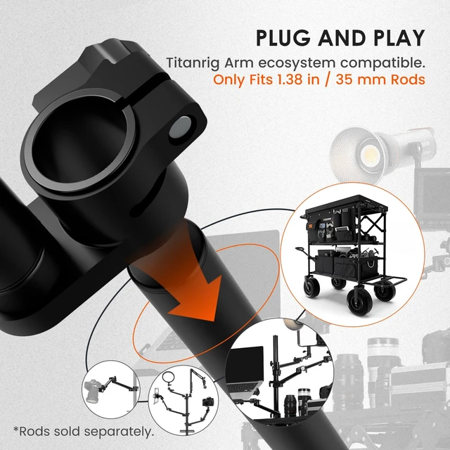 Alt view image 2 of 7 - Pneumatic Camera Mount 25" Modular 3-Section Titanrig Arm W 0-13.2 lbs Load, Compatible with Titanrig 35mm Rod, Gas Spring Floating Arm, with 1/4" 3/8" Screw Ballhead, Phone Holder