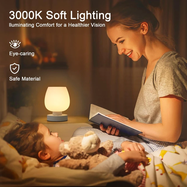 Alt view image 6 of 7 - Cordless Touch Bedside Table Lamp, Small Rechargeable Battery RGB Light Touch Control Dimmable, 8 RGB Colors with Memory, 5400mAh Battery, Glass Lampshade, for Bedroom Living Room Kitchen Counter