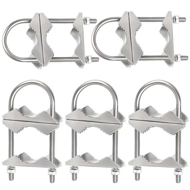 Main image of Double Antenna Mast Clamp - 5 PCS Antenna Pole Mount Bracket V Jaw Block with U Bolts,Heavy Duty Mast Mount Bracket Kit