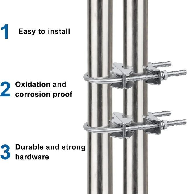 Alt view image 5 of 6 - Double Antenna Mast Clamp - 5 PCS Antenna Pole Mount Bracket V Jaw Block with U Bolts,Heavy Duty Mast Mount Bracket Kit