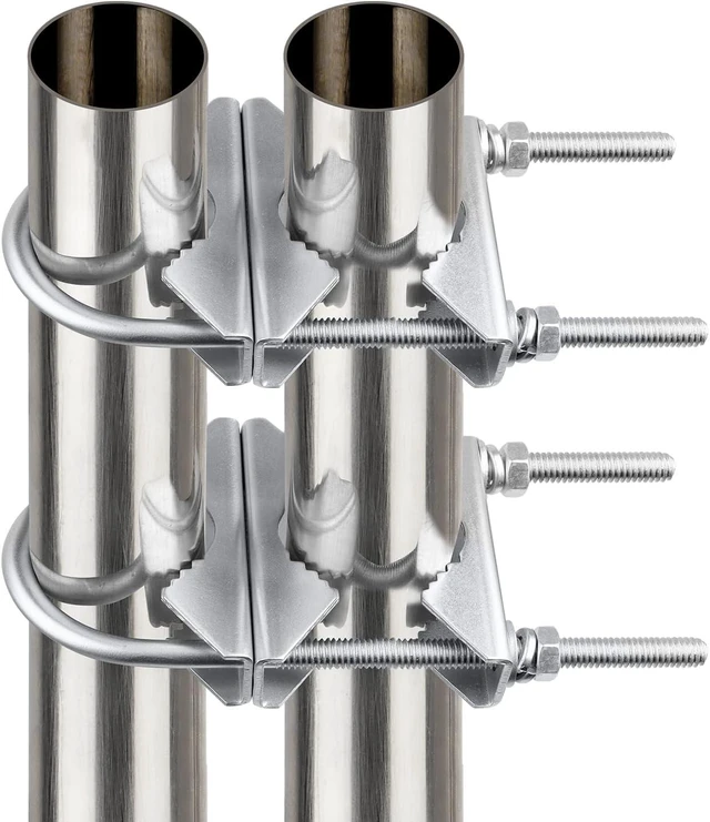 Alt view image 6 of 6 - Double Antenna Mast Clamp - 5 PCS Antenna Pole Mount Bracket V Jaw Block with U Bolts,Heavy Duty Mast Mount Bracket Kit