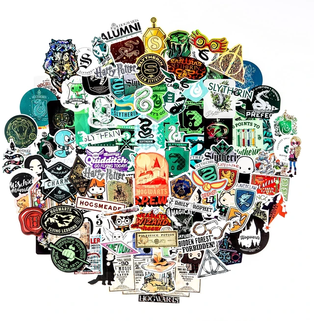 Main image of Conquest Journals Harry Potter Slytherin Vinyl Stickers (120-Pack) Unique Stickers Including Holograms, Waterproof and UV Resistant, Great for Your Gadgets, Variety Bundle, Officially Licensed