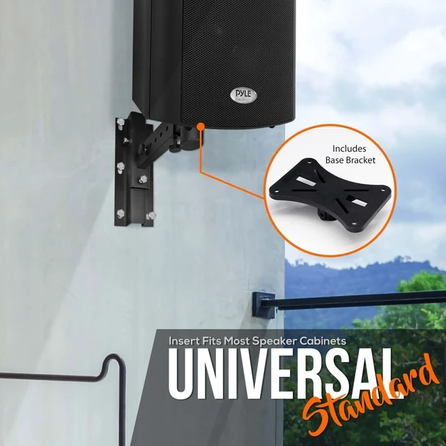 Alt view image 5 of 6 - Wall Mount Speaker Bracket Stands - Dual Universal Adjustable w/ 12.5'' Distance from Wall, 90°-30° Angle, Tilt, Rotation Adjustment & Solid-Steel Pin Serves as Safety-Stop (Pair) PSTNDW15
