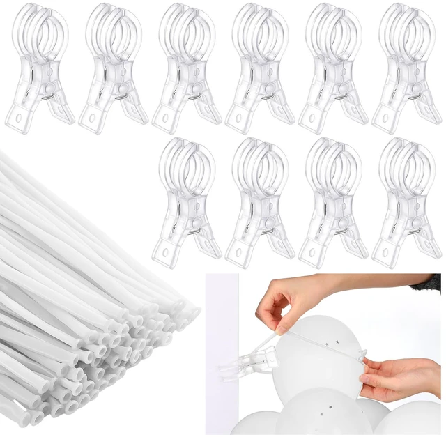 Main image of 10 Pack 3.5 Inch Balloon Arch Clips 100 Pcs 260 Long Balloons Kit 3.5 Inch Large Heavy Duty Clip, Plastic Transparent, White 260 Long Balloons, For Arch Backdrop Garland, Long Twisting Decor