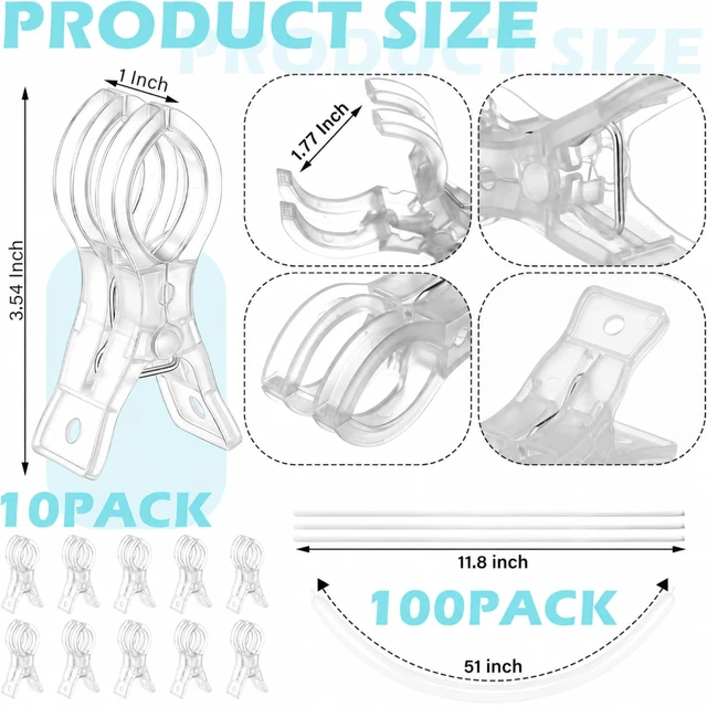 Alt view image 2 of 7 - 10 Pack 3.5 Inch Balloon Arch Clips 100 Pcs 260 Long Balloons Kit 3.5 Inch Large Heavy Duty Clip, Plastic Transparent, White 260 Long Balloons, For Arch Backdrop Garland, Long Twisting Decor