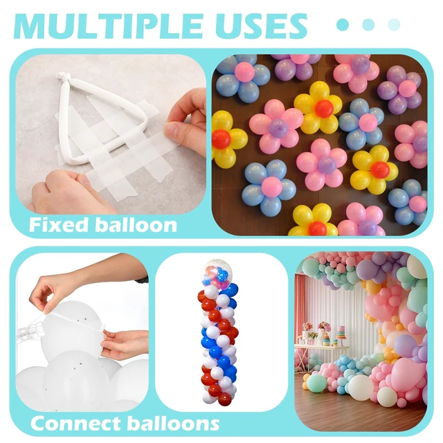 Alt view image 4 of 7 - 10 Pack 3.5 Inch Balloon Arch Clips 100 Pcs 260 Long Balloons Kit 3.5 Inch Large Heavy Duty Clip, Plastic Transparent, White 260 Long Balloons, For Arch Backdrop Garland, Long Twisting Decor