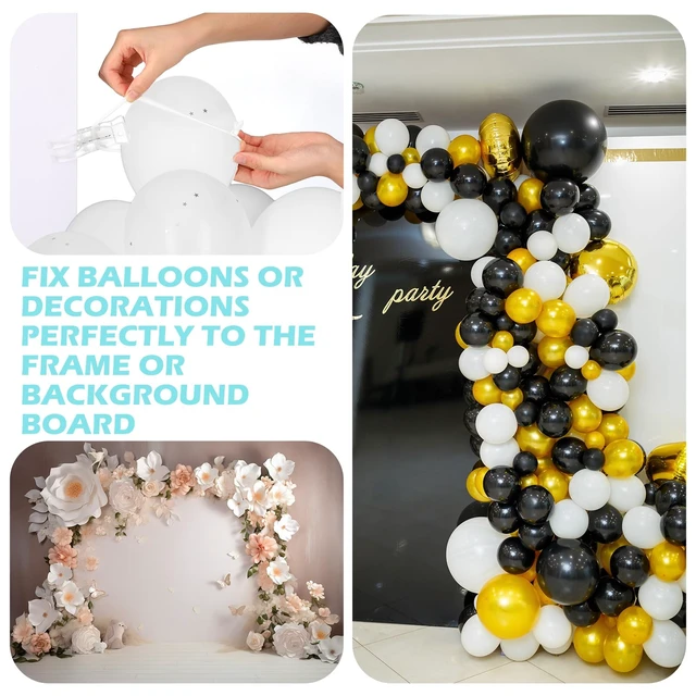 Alt view image 5 of 7 - 10 Pack 3.5 Inch Balloon Arch Clips 100 Pcs 260 Long Balloons Kit 3.5 Inch Large Heavy Duty Clip, Plastic Transparent, White 260 Long Balloons, For Arch Backdrop Garland, Long Twisting Decor