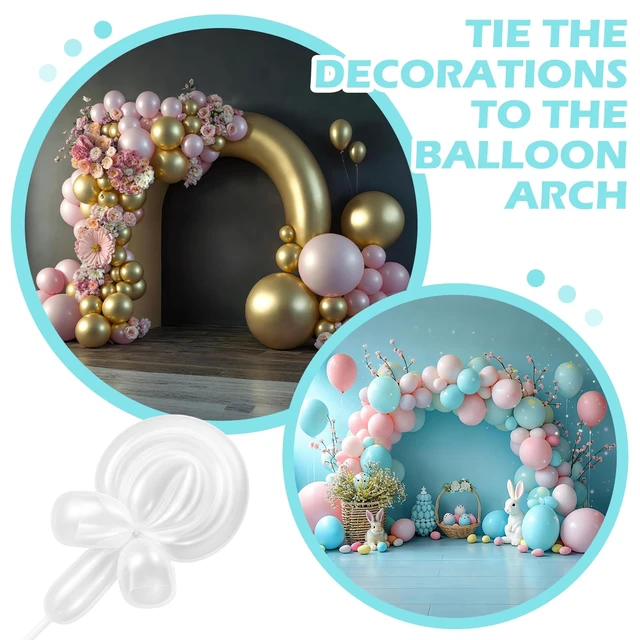Alt view image 7 of 7 - 10 Pack 3.5 Inch Balloon Arch Clips 100 Pcs 260 Long Balloons Kit 3.5 Inch Large Heavy Duty Clip, Plastic Transparent, White 260 Long Balloons, For Arch Backdrop Garland, Long Twisting Decor