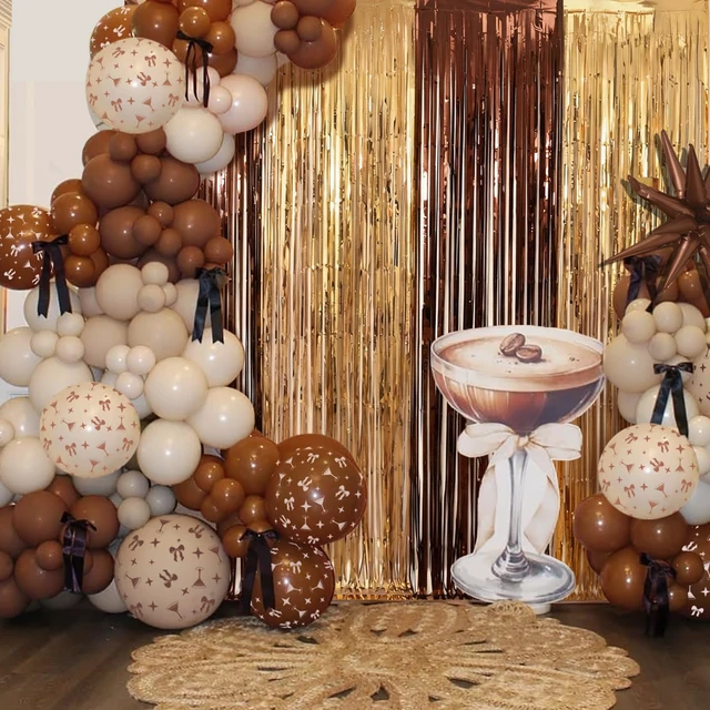 Alt view image 5 of 7 - Espresso Martini Party Decorations, Including 2 Pack Coffee Cocktail Party Streamers, 23pcs Espresso Martini Balloons & 1pcs Tini Bit Older Birthday Banner for Love is Brewing Photo Backdrop Supplies