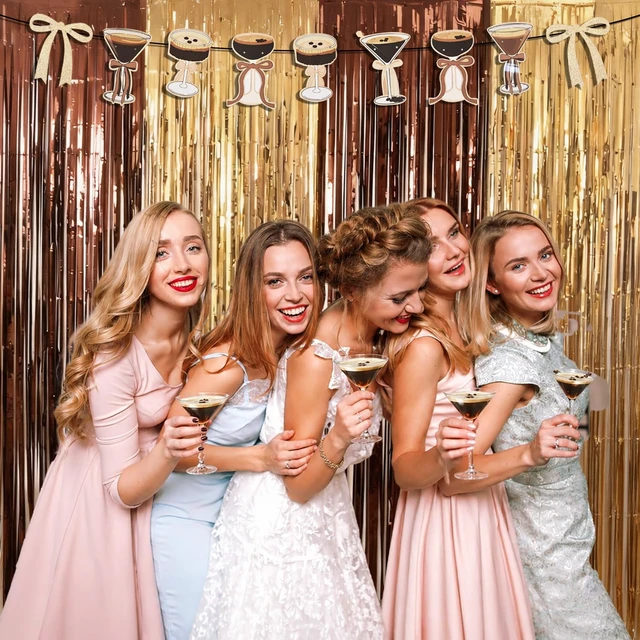 Alt view image 6 of 7 - Espresso Martini Party Decorations, Including 2 Pack Coffee Cocktail Party Streamers, 23pcs Espresso Martini Balloons & 1pcs Tini Bit Older Birthday Banner for Love is Brewing Photo Backdrop Supplies