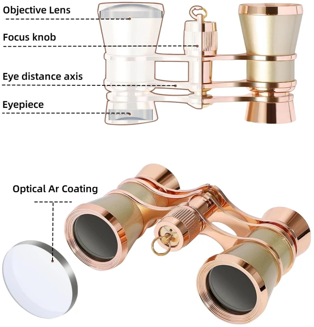 Alt view image 6 of 7 - Opera Glasses, 3x25 Theatre Binoculars with Adjustable Handle Vintage-style metal binoculars with a refined finish. Adjustable handle for comfortable viewing. Great for concerts, musicals