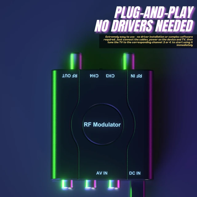 Alt view image 6 of 7 - RCA to Coaxial Adapter, RF Coaxial Modulator, CVBS RF Adapter, VHF Converter, Channel 3/4 Switch for Game & Video Hub, DVD, VCR Player, PS2 PS3 PS4
