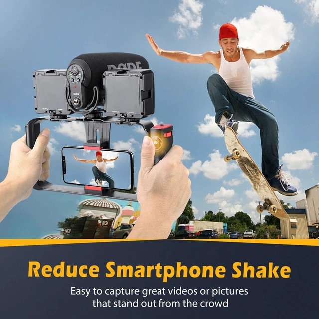Alt view image 2 of 7 - Smartphone Video Rig, Phone Stabilizer Grip with a Detachable Side Handle, Universal Video Recording Cage, Compatible with All Smartphones for Vlogging Filmmaking Live Streaming