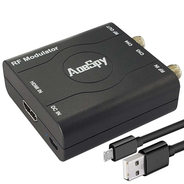 Main image of HDMI RF Modulator Coax Adapter VHF Converter for PS4 PS5 Xbox NS Gaming Laptop Fire Stick Roku Blu-ray Player Chromecast DVR Set-top Cable Box HD Digital Video to Analog Female F Type Coaxial NTSC TV