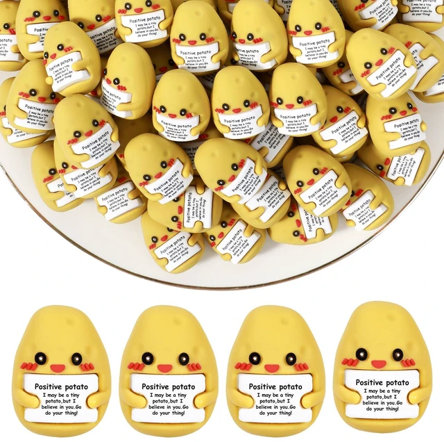 Main image of 100 Pcs Mini Rubber Potato Gifts Positive Inspirational Potato Figures Bulk Motivational Potatoes Decorations and Encouragement Appreciation Gift for Teacher Coworker Staff