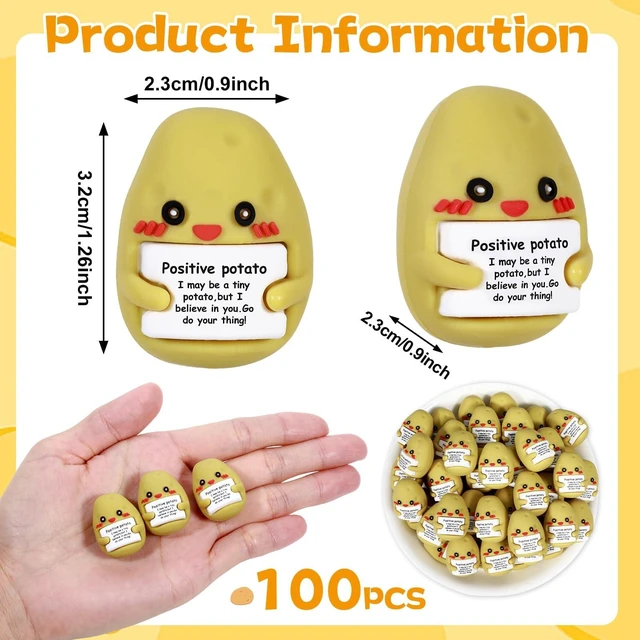 Alt view image 2 of 7 - 100 Pcs Mini Rubber Potato Gifts Positive Inspirational Potato Figures Bulk Motivational Potatoes Decorations and Encouragement Appreciation Gift for Teacher Coworker Staff
