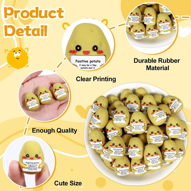 Alt view image 4 of 7 - 100 Pcs Mini Rubber Potato Gifts Positive Inspirational Potato Figures Bulk Motivational Potatoes Decorations and Encouragement Appreciation Gift for Teacher Coworker Staff