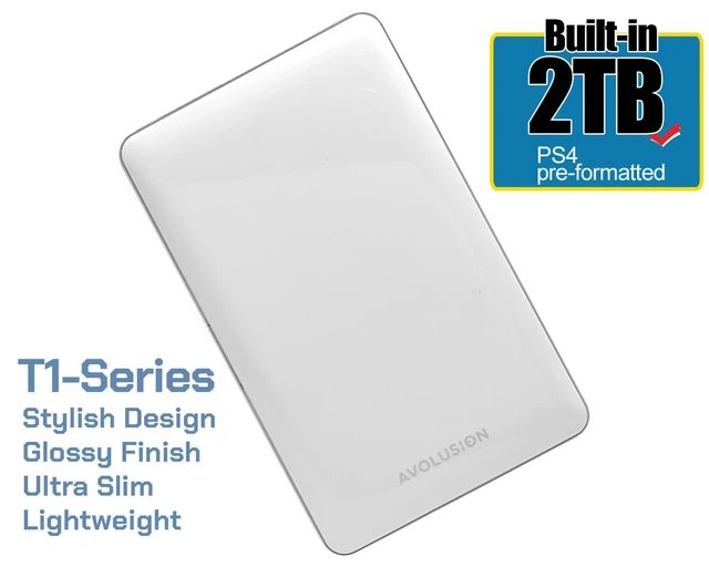 Alt view image 2 of 7 - T1 Series USB 3.0 Portable External Gaming Hard Drive - White (for PS4, Pre-Formatted) - (2TB)