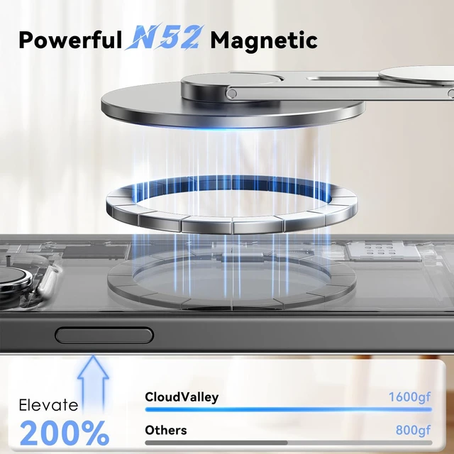 Alt view image 2 of 7 - Magnetic Laptop Phone Holder, 360° Rotating Mount, Silver Compatible with iPhone MagSafe and All Phones, MacBook, PC Monitor, Screen Stand for Tesla, Portable Accessory
