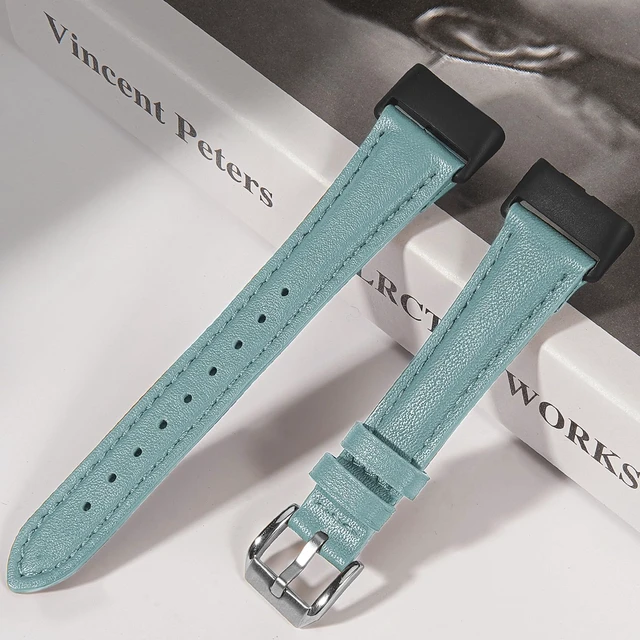 Alt view image 4 of 7 - Slim Leather Band Compatible with Fitbit Charge 6/Fitbit Charge 5 Watch Band,Soft Genuine Leather Adjustable Sport Straps for Women Men