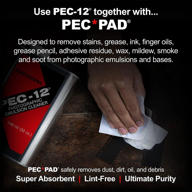 Alt view image 3 of 7 - PEC-12 Emulsion Cleaner - Fluid for Removal of Non-Water Based Stain, Grease & Ink from Emulsions and Bases - Photographers Choice for Cleaning 35mm Film, Photo Negative, B&W Slide with Dropper Tip